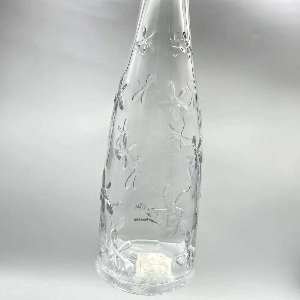 Vintage‎ IKEA Emma Dafnäs Embossed Glass Daisy Bottle Vase Clear Floral Flowers